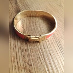 Gold and Orange Bangle Bracelet